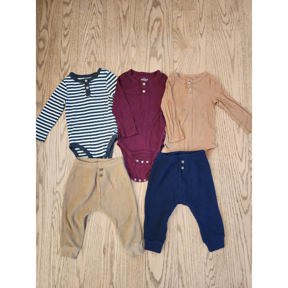 18M Boys Lot of 5 Cat & Jack, Old Navy | Long Sleeve Ribbed Body Suits Pants